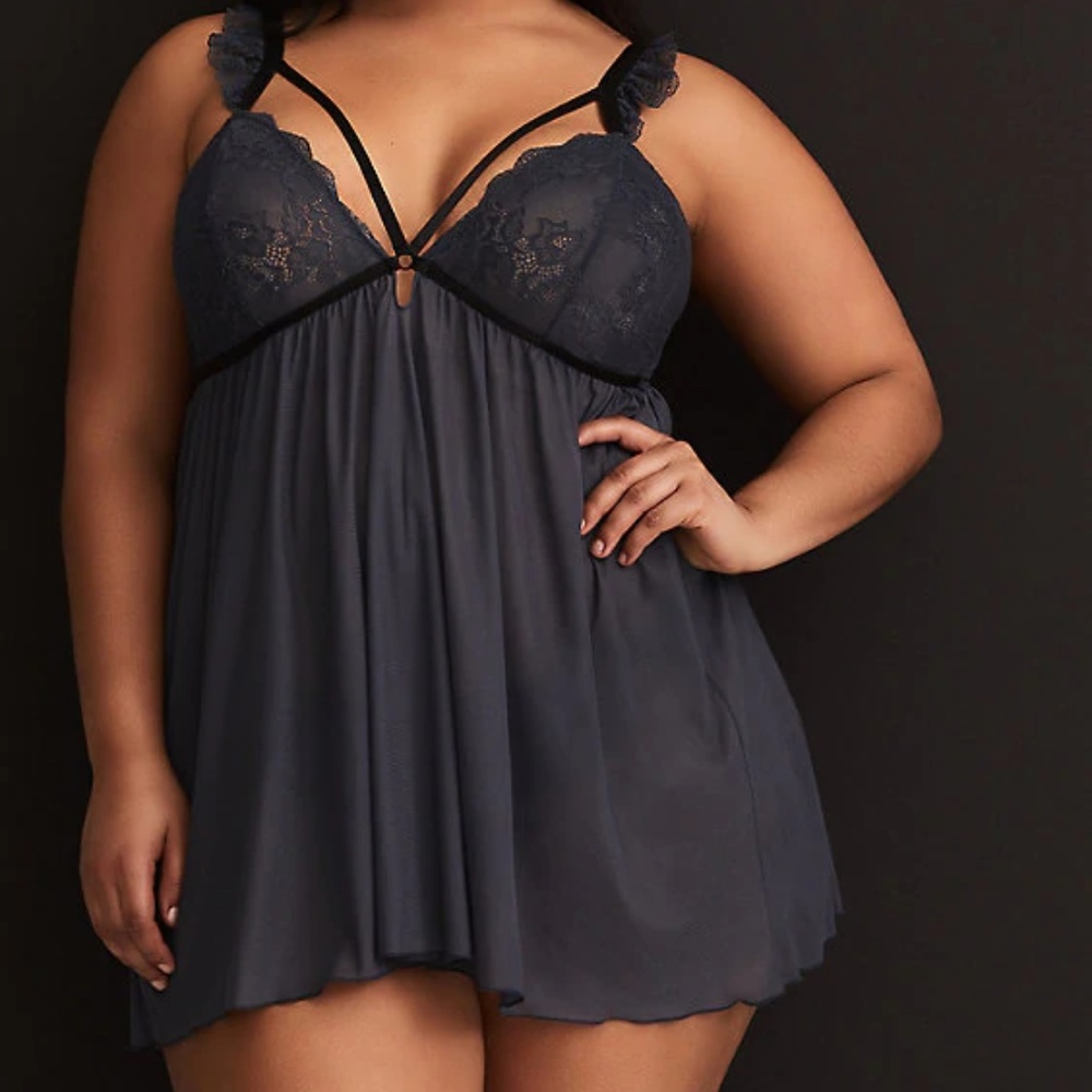 Torrid Blue Lace Strappy Babydoll Size 4 4x 26/28